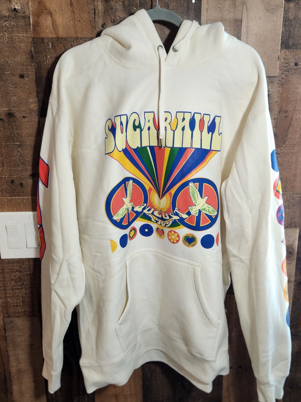 Sugarhill Cream Graphic Hoodie with Retro Multicolor Print